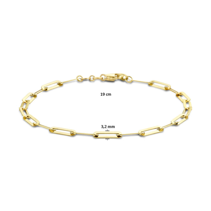 Gouden armband dames paperclip plat 14K