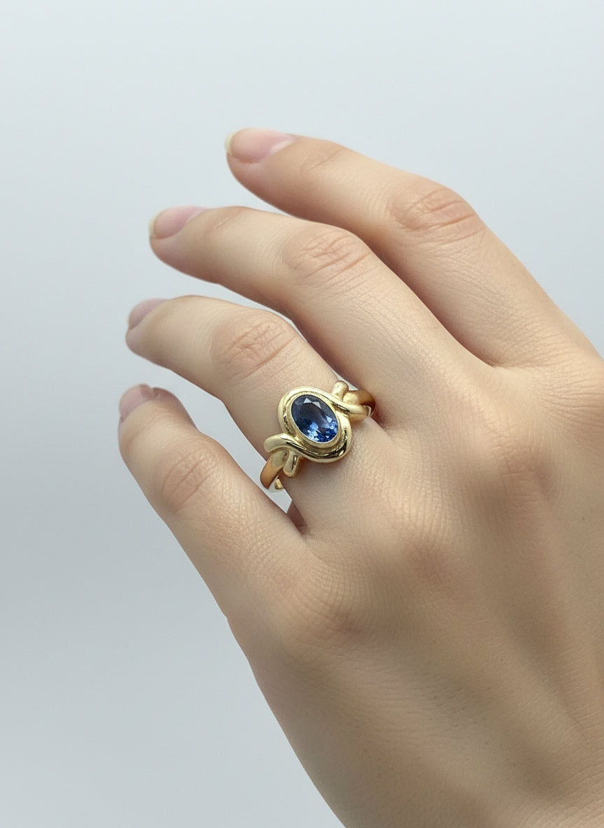 bague vintage en or 14k topaze 1gr
