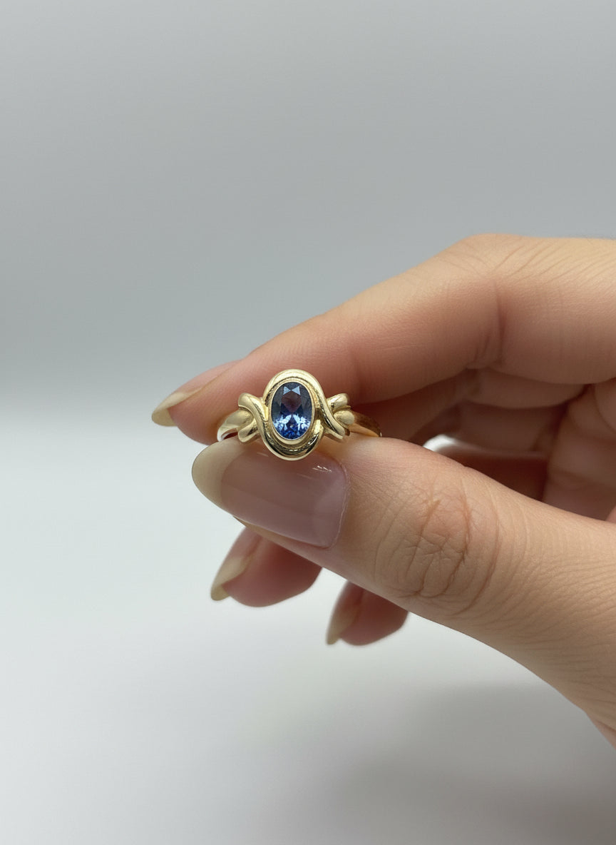 bague vintage en or 14k topaze 1gr