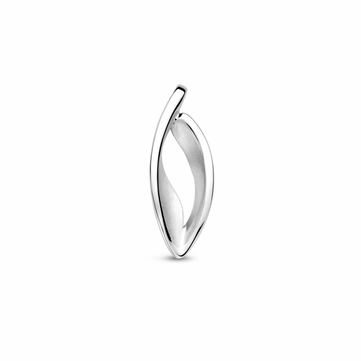 Pendentif en argent 925 rhodié, finition polie/mat, forme allongée de 18x6,5 mm.