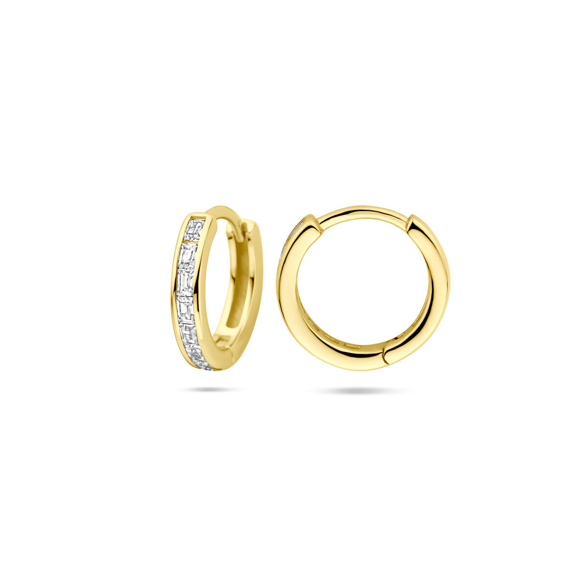 créoles zircone 12 mm 1 micron argent plaqué or (jaune)