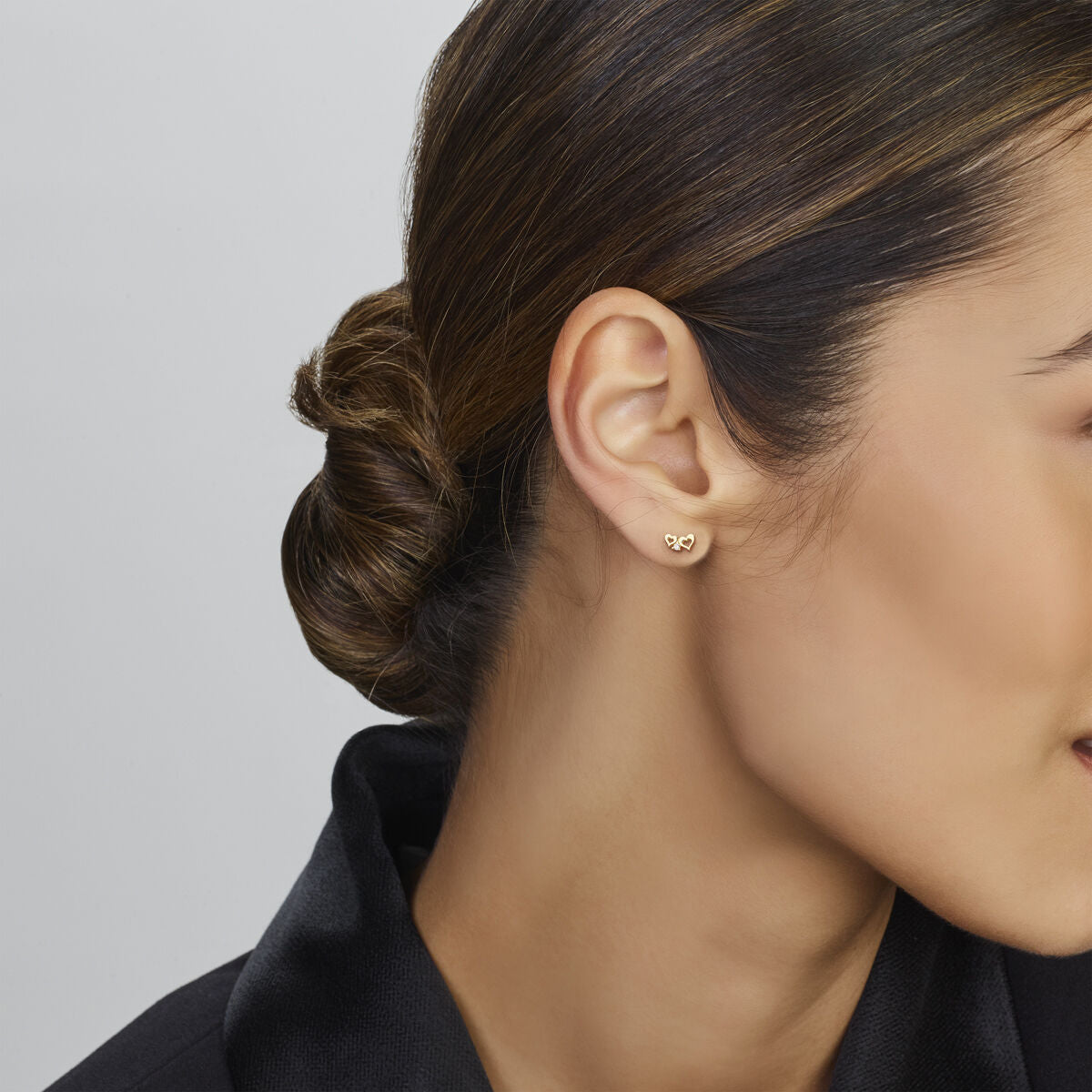 puces d'oreilles cœurs zircone 14K or jaune