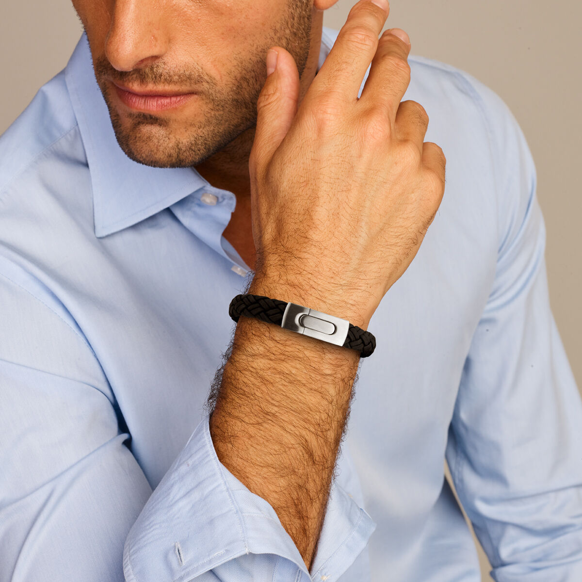 bracelet cuir 10 mm acier inoxydable