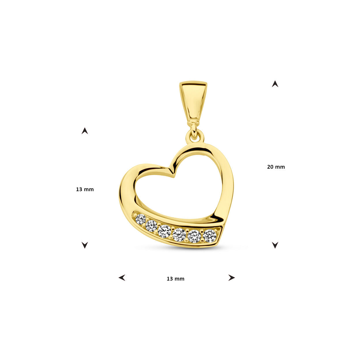 pendentif cœur zircone or jaune 14K