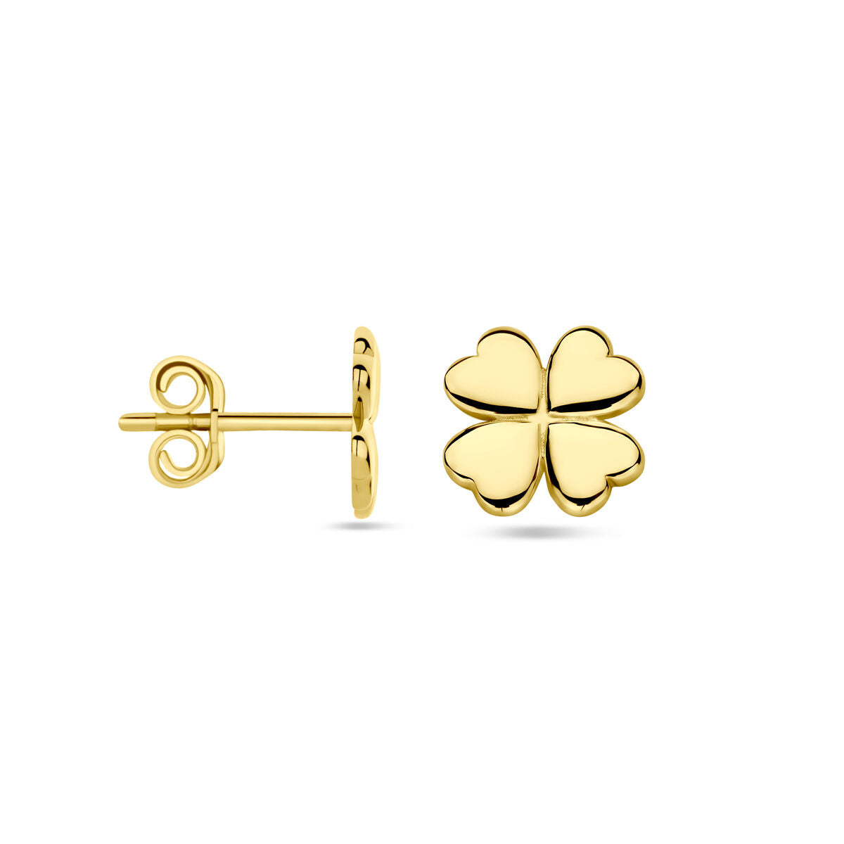 puces d'oreilles trèfle 7 mm or jaune