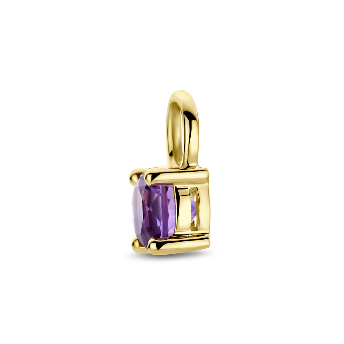 pendentif créole améthyste à l'unité or jaune 14K