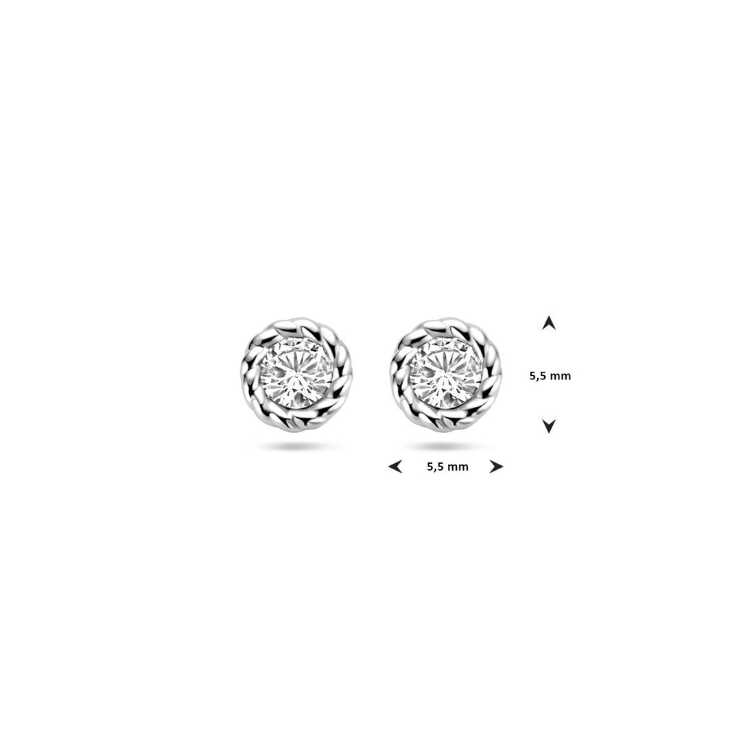 oorknoppen zirkonia zilver gerhodineerd