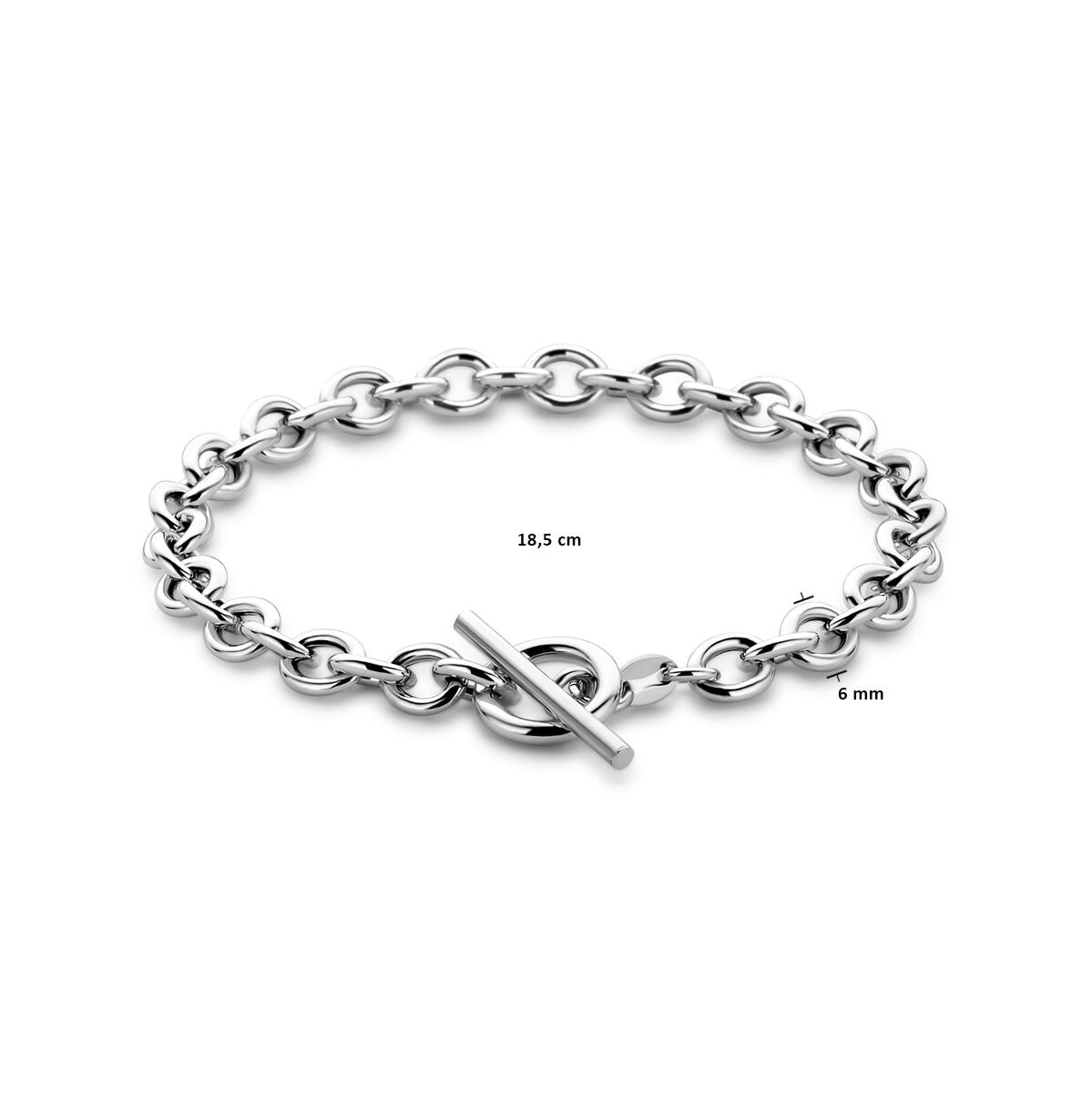 bracelet 6 mm 18,5 cm fermoir à charnière argent rhodié