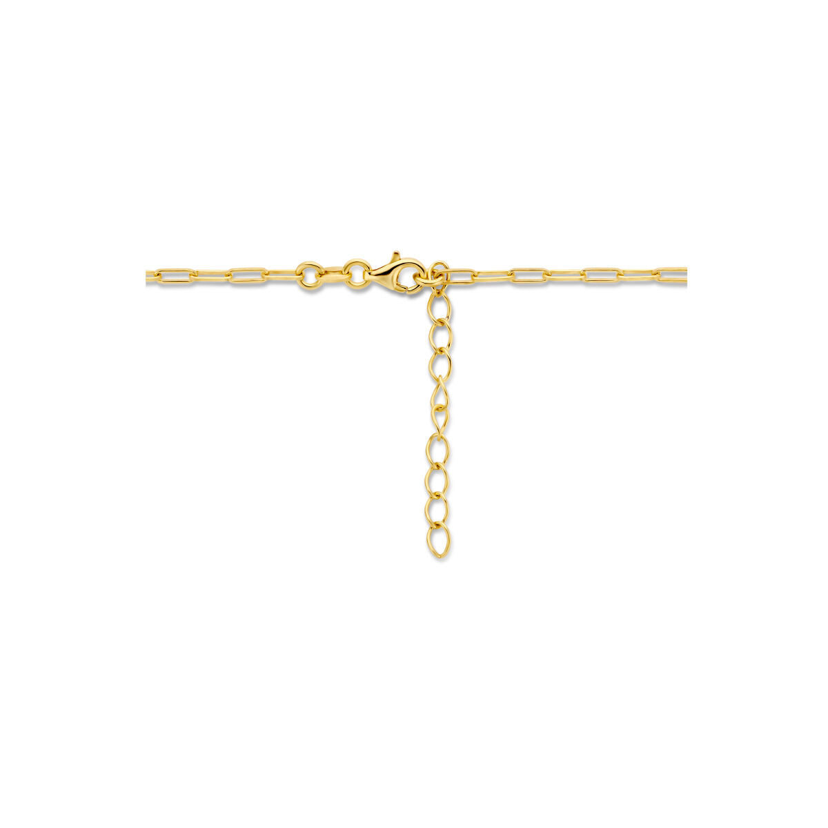 collier paperclip tube carré 2,3 mm 41 + 4 cm 3 microns argent plaqué or (jaune)