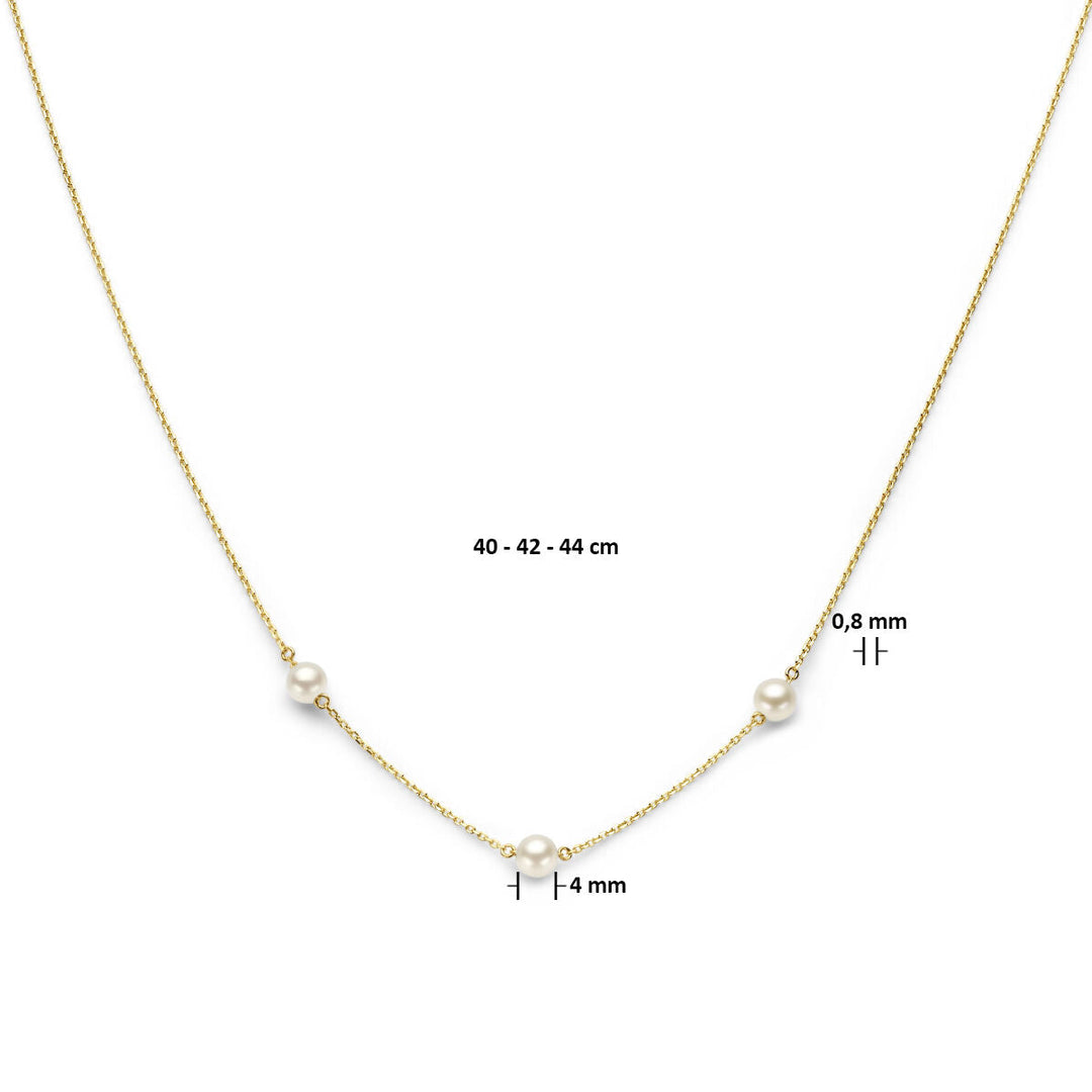 Gouden dames ketting parel 14K