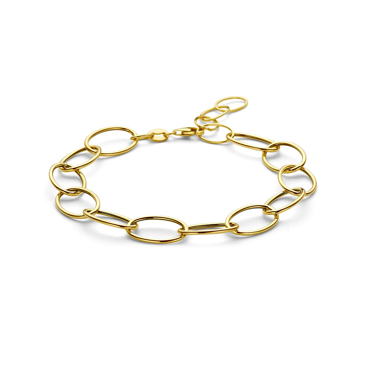 Bracelet en or jaune 14 carats avec maillons en forme d'ancre larges.