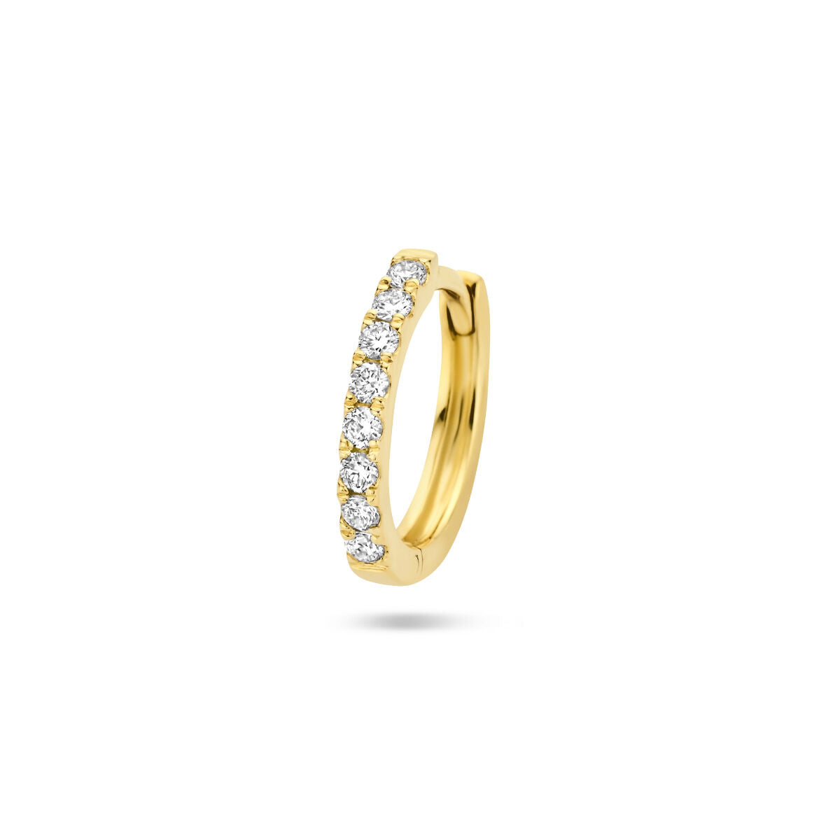 Boucle d'oreille à charnière en or jaune 14K avec diamants de 0,075 ct, finition brillante.