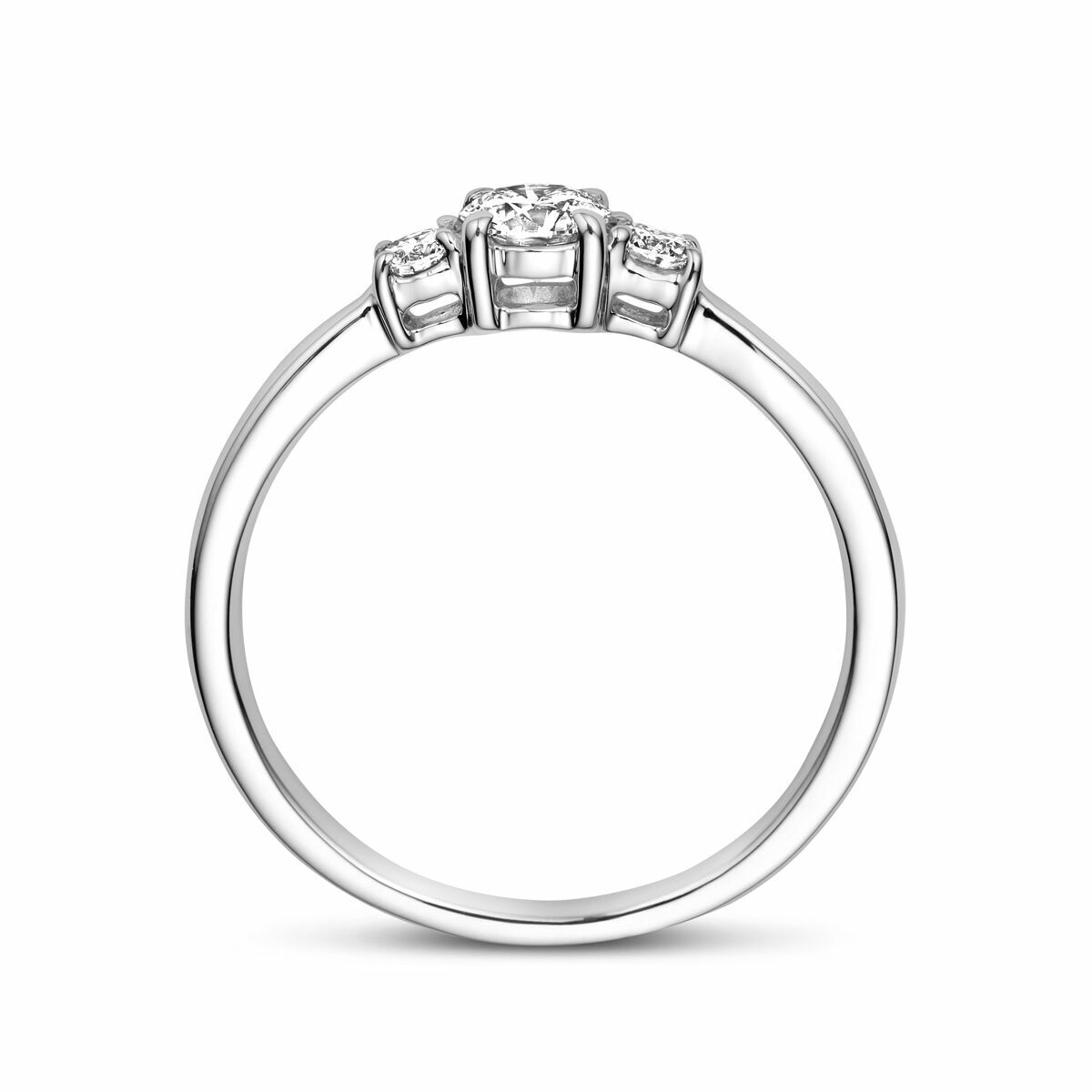 bague trilogie diamant cultivé en laboratoire 0.46ct h si or blanc 14K
