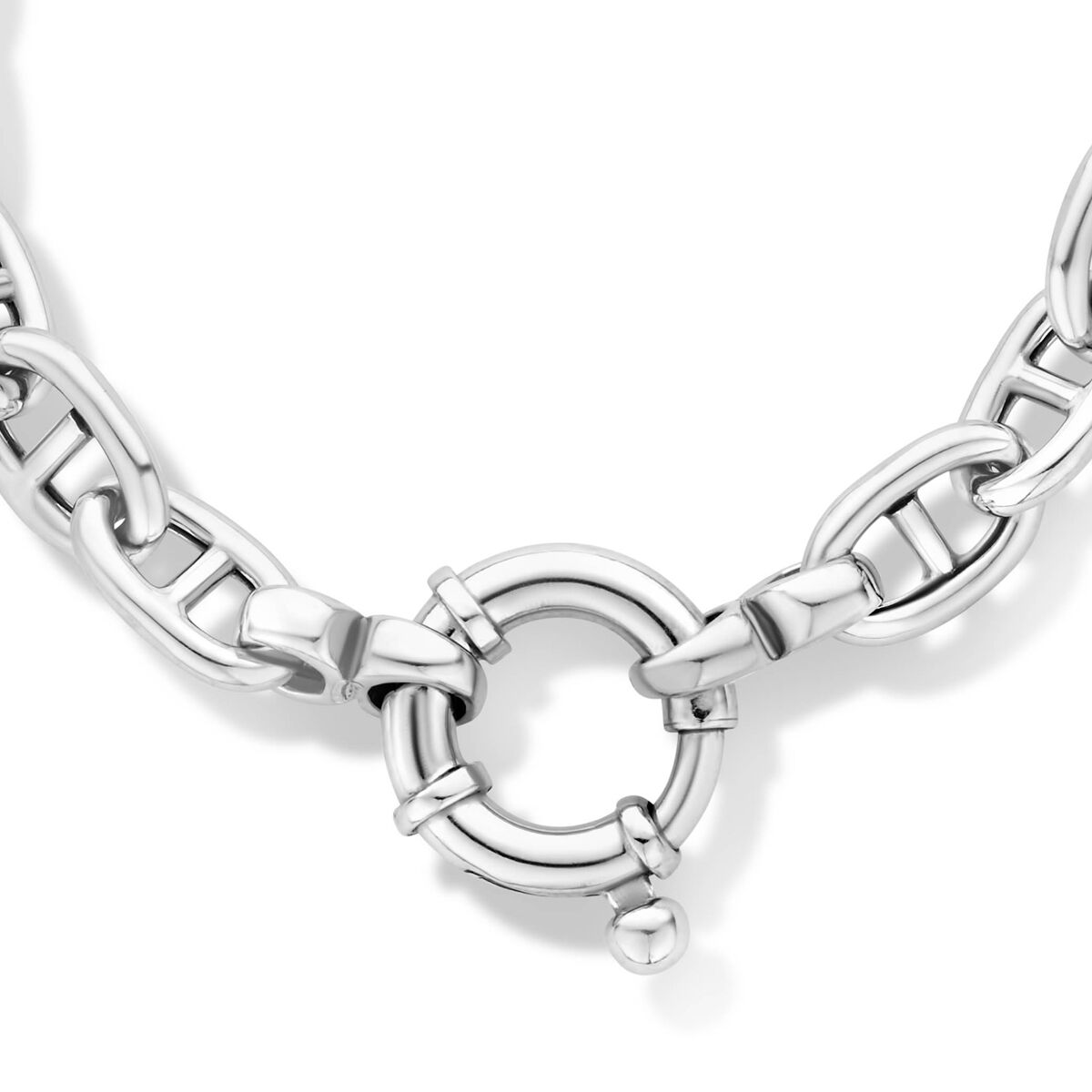 Collier en argent rhodié de 7,1 mm, 45 cm, avec un grand fermoir à ressort.