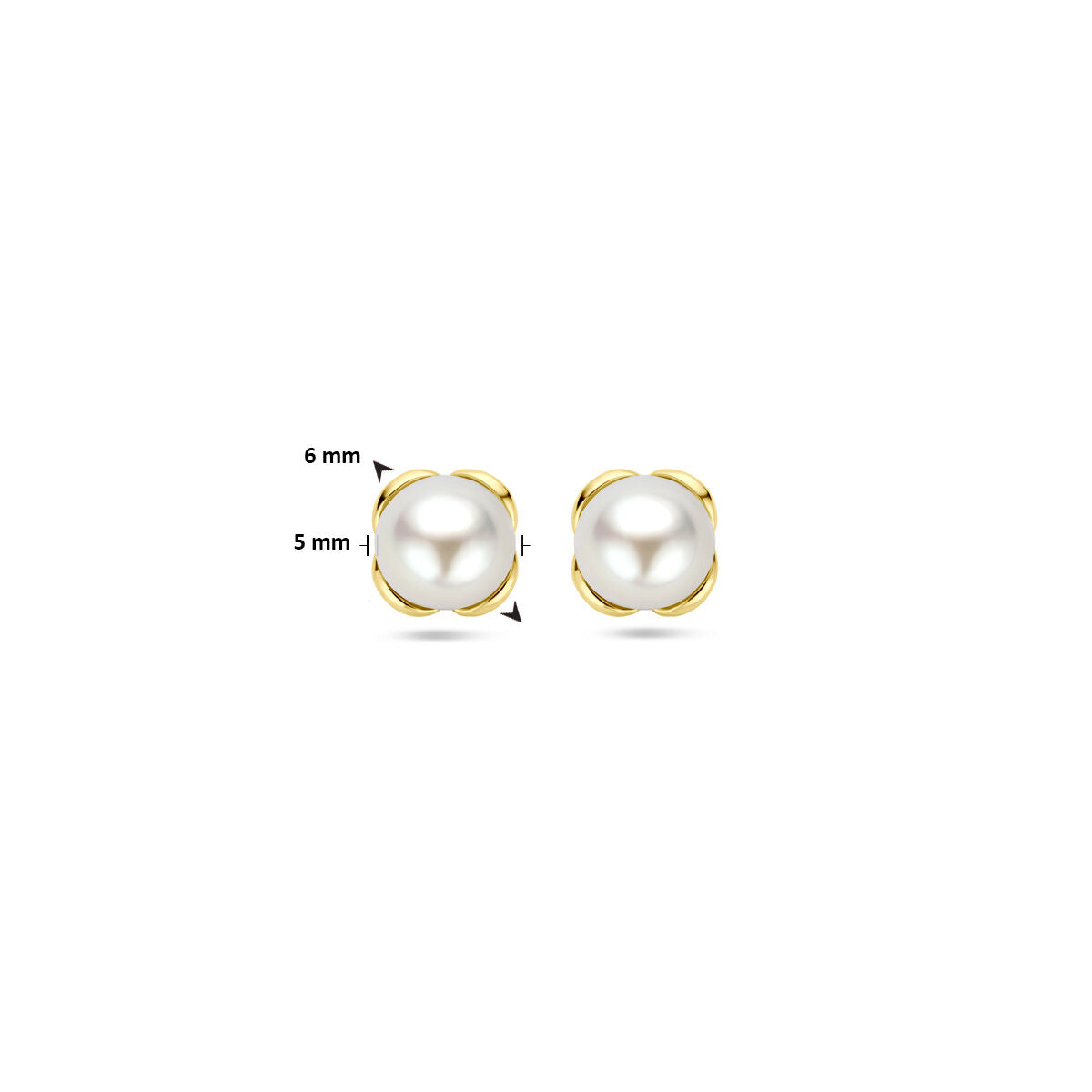 puces d'oreilles fleur perle 14K or jaune