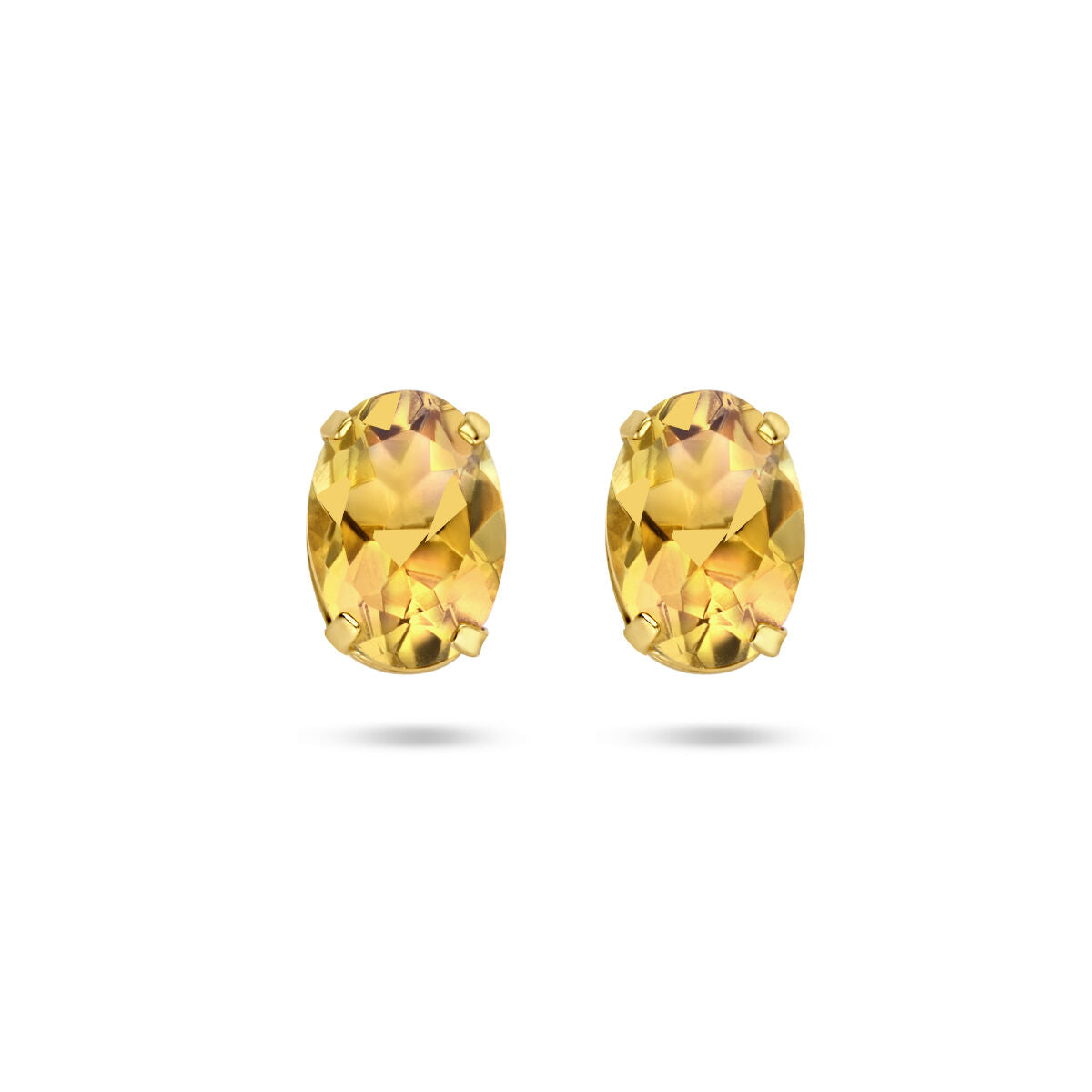 Boucles d'oreilles en citrine serties en or jaune 14 carats, de forme ovale.