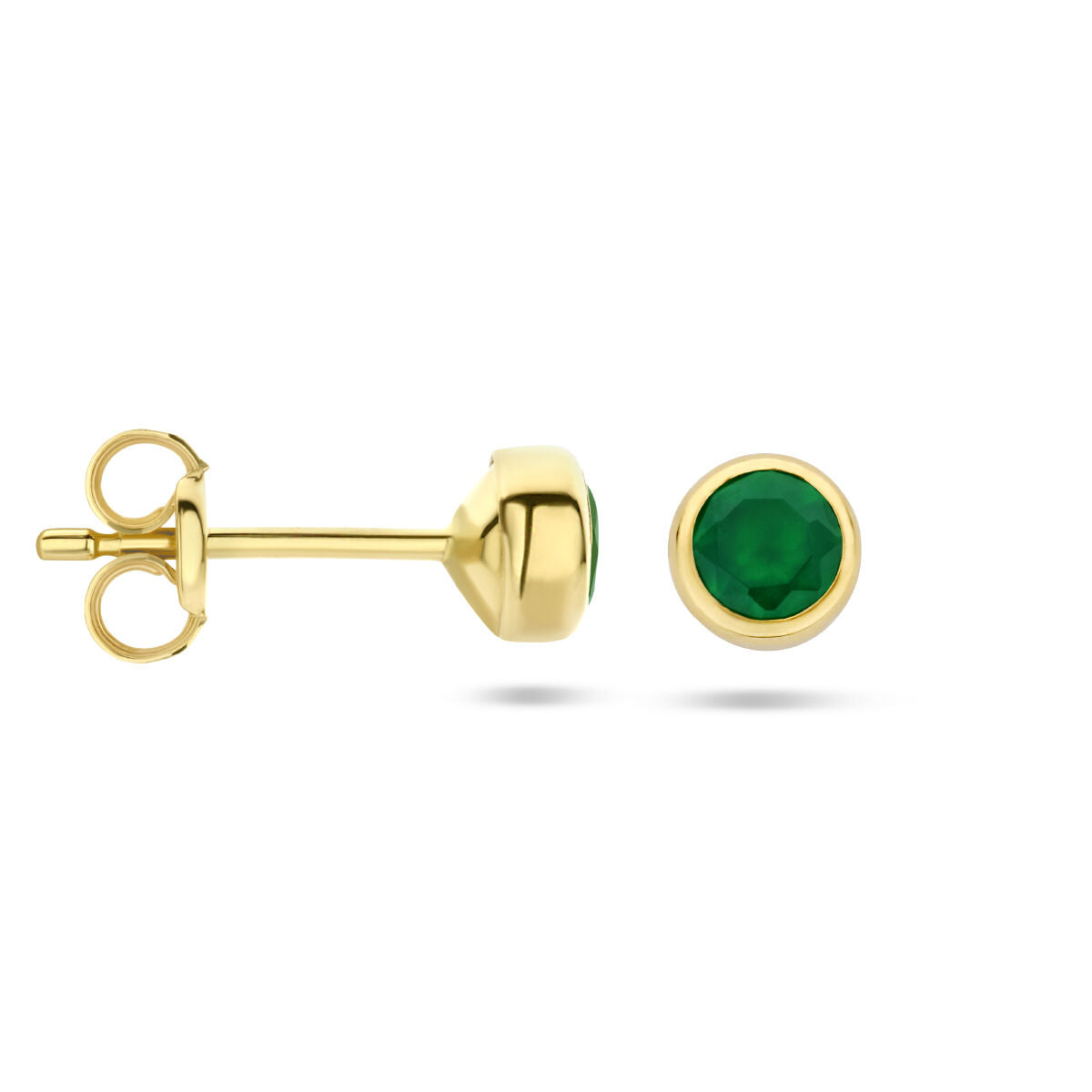 puces d'oreilles agate verte 14K or jaune