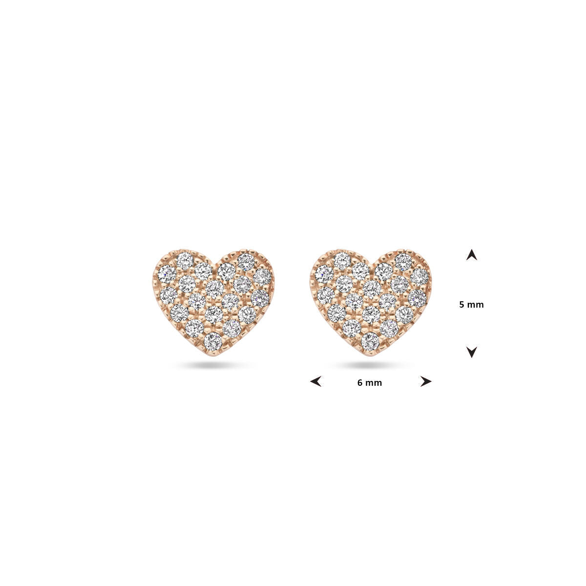 puces d'oreilles cœur diamant 0.11ct (2x 0.055ct) h si or rose 14K
