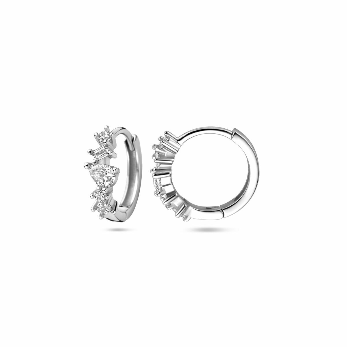 créoles zircone 13 mm argent rhodié