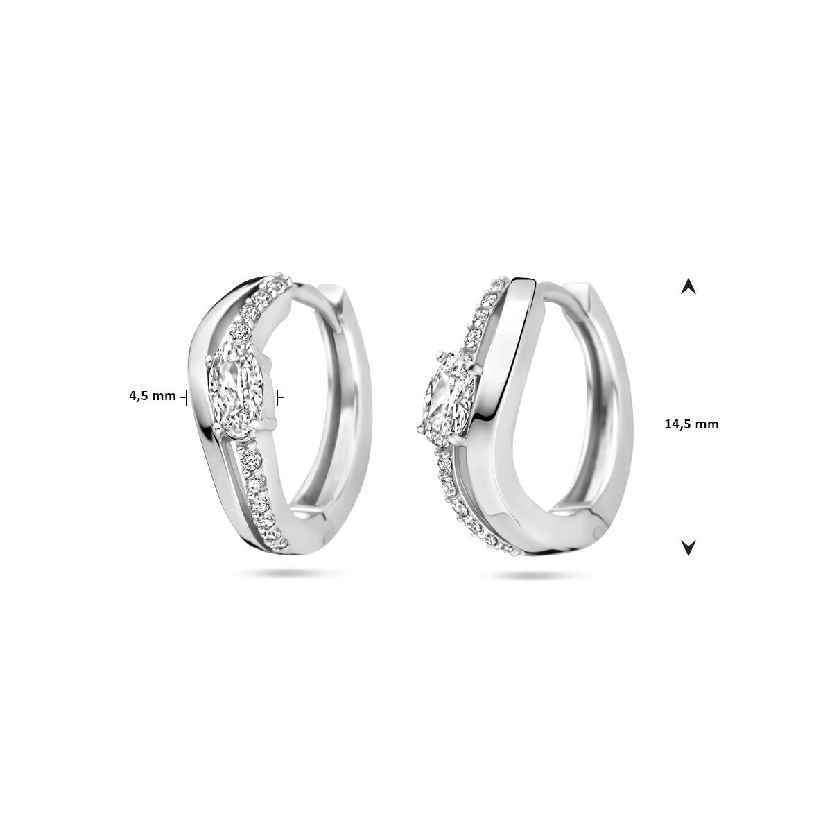 créoles zircone 14,5 mm argent rhodié