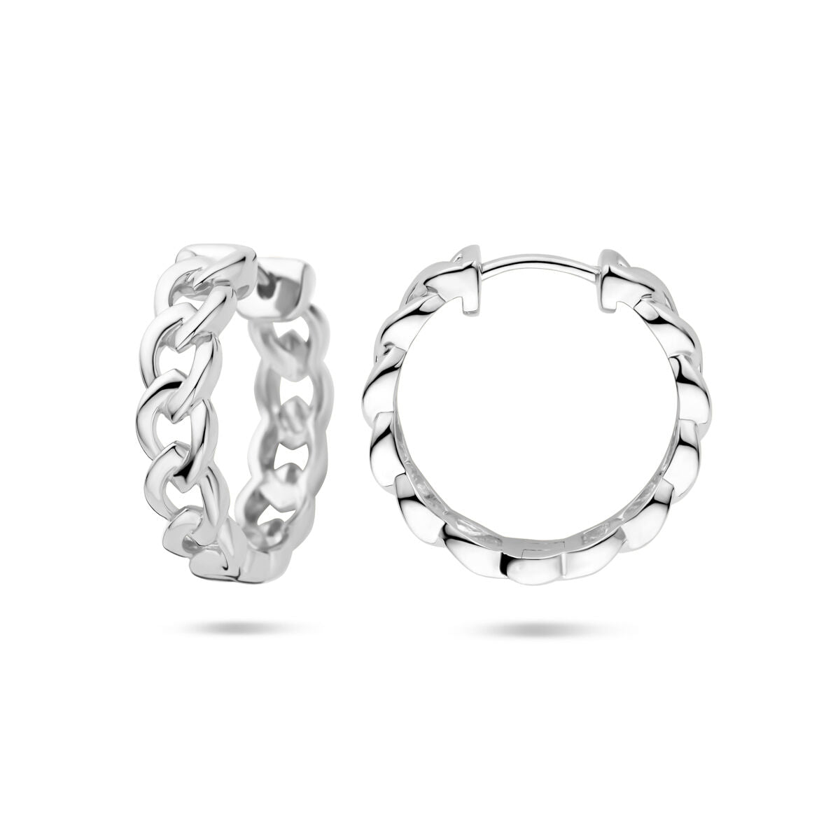 créoles motif maille 18mm argent rhodié