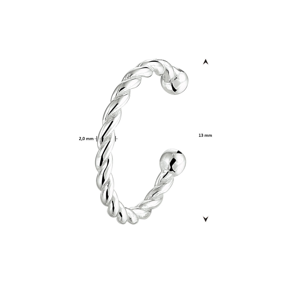 earcuff torsadé argent rhodié