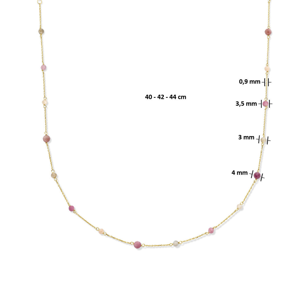 collier toermalijn 40 - 42 - 44 cm 14K geelgoud