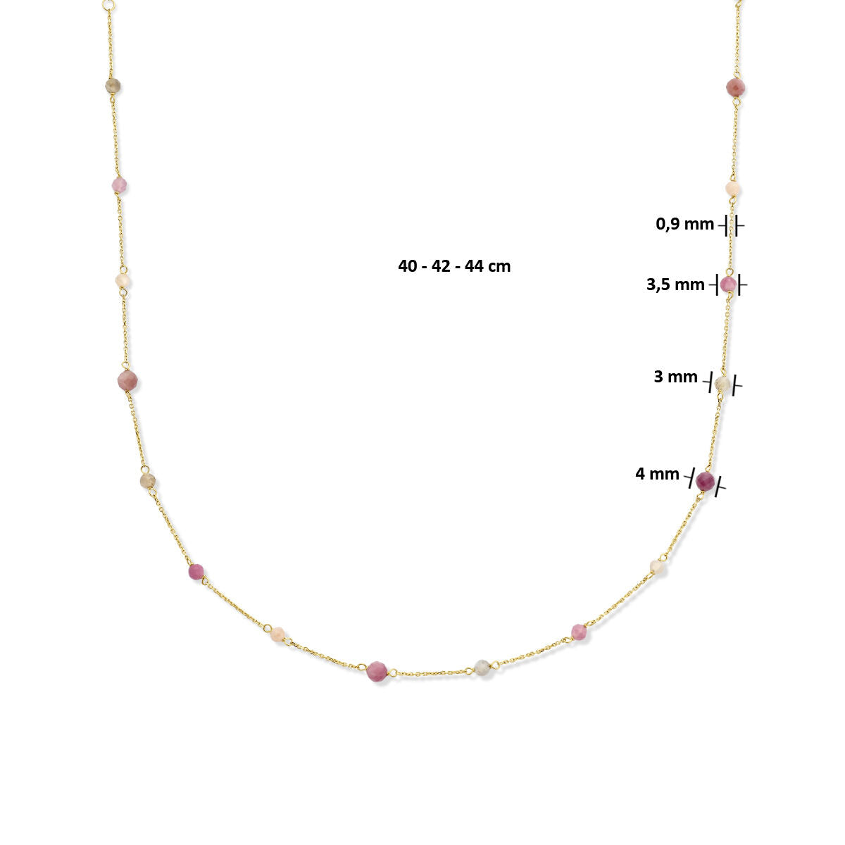 collier tourmaline 40 - 42 - 44 cm or jaune 14K