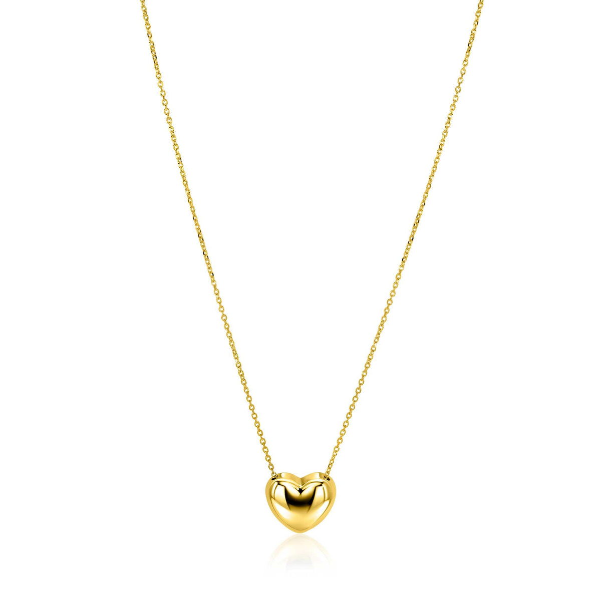 Collier en or avec un pendentif en forme de cœur.