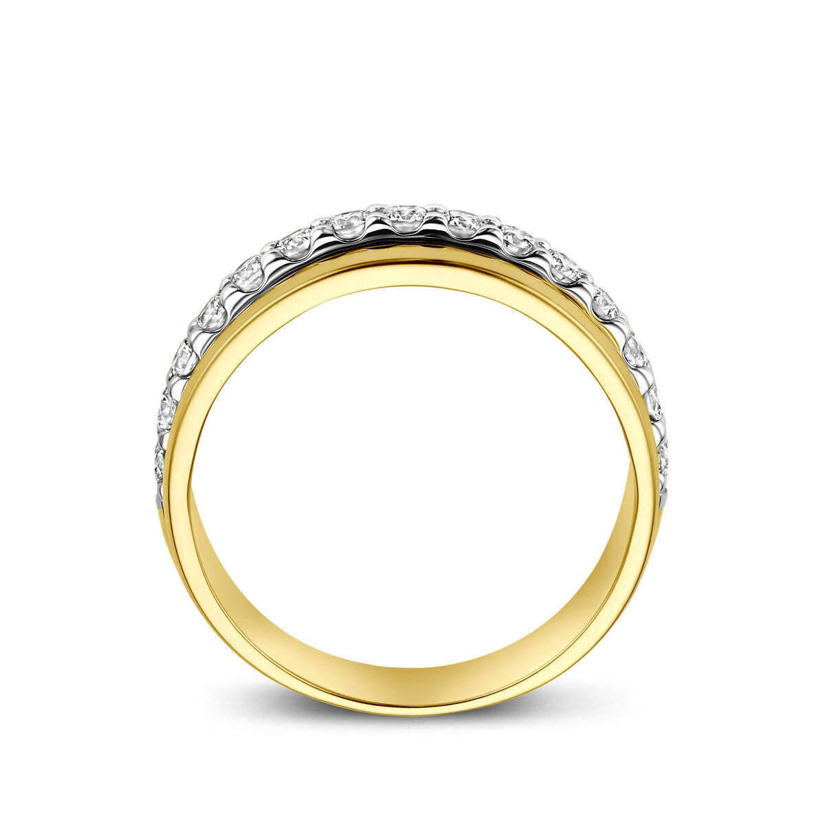 Bague pour femme bicolore avec diamant – or jaune et or blanc