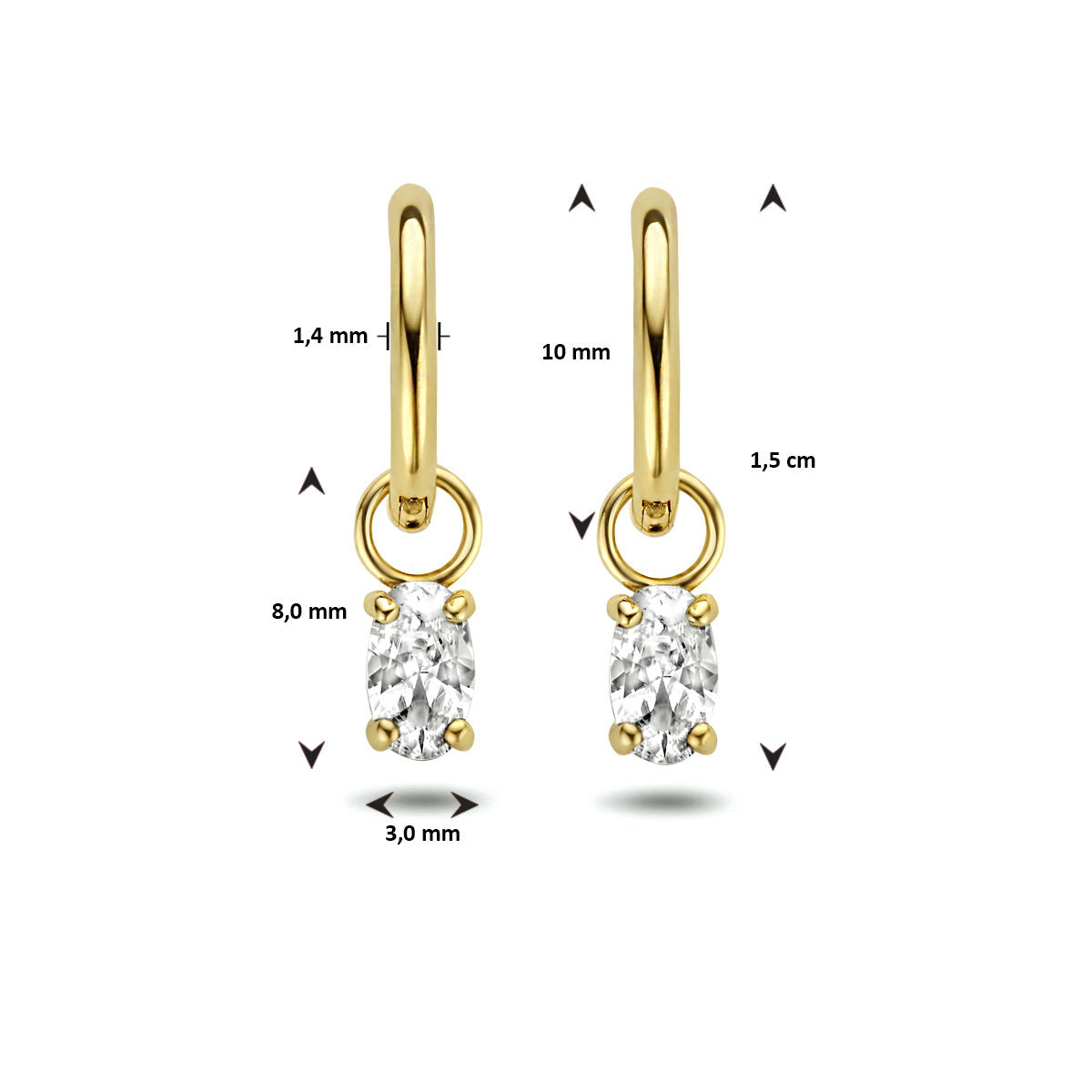 créoles zircone 14K or jaune