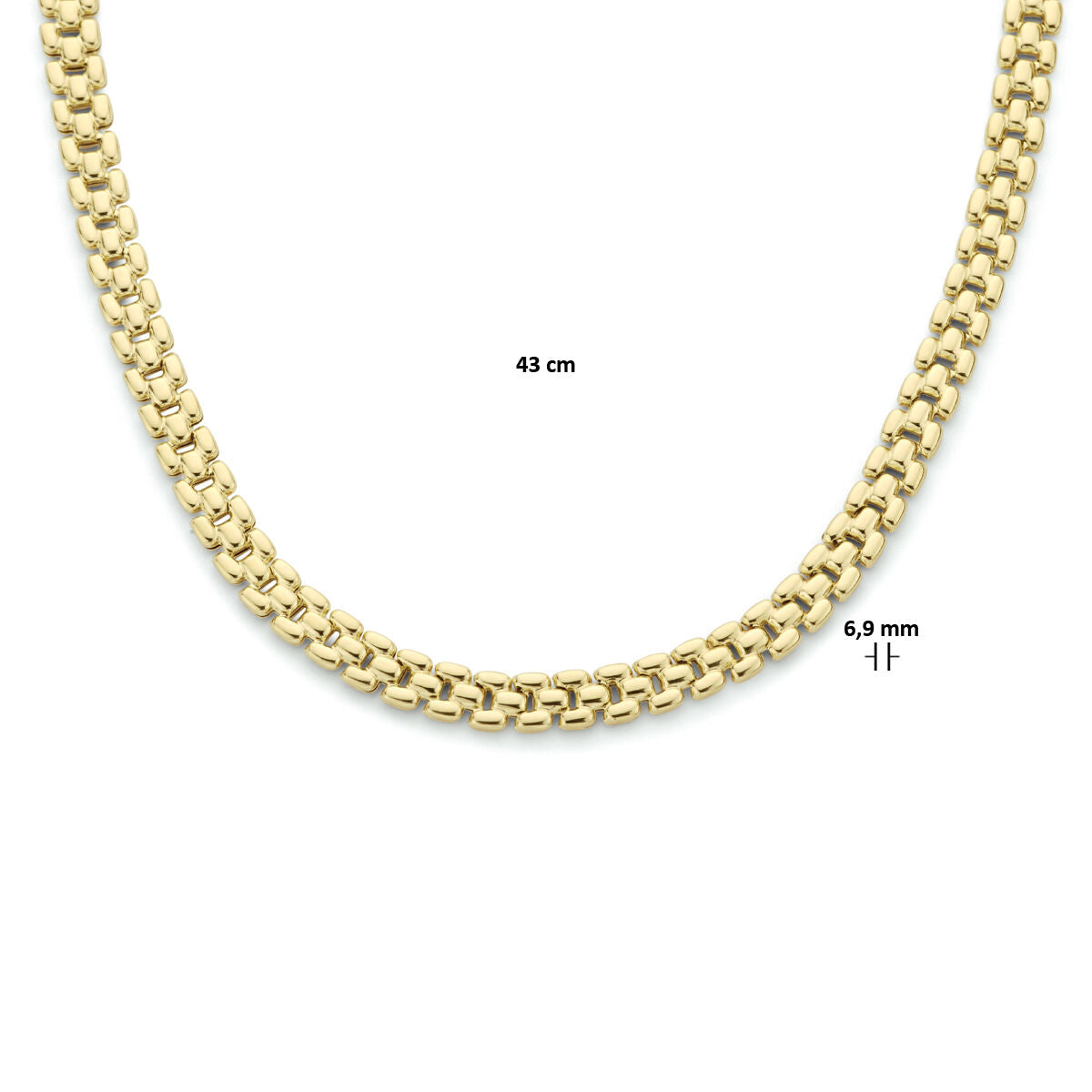 collier panthère 6,9 mm 43 cm 3 microns argent plaqué or (jaune)