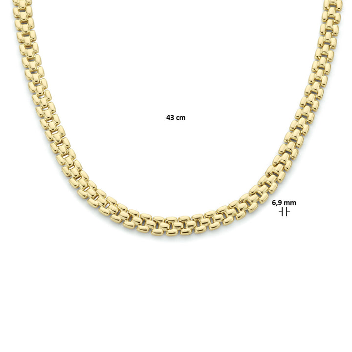 collier panter 6,9 mm 43 cm 3 micron zilver verguld (geel)