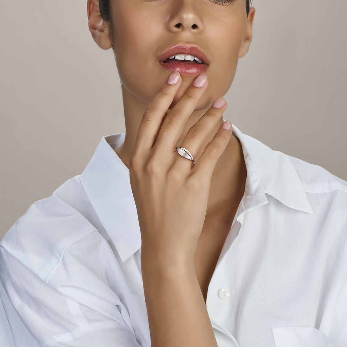 bague zircone rayée argent rhodié