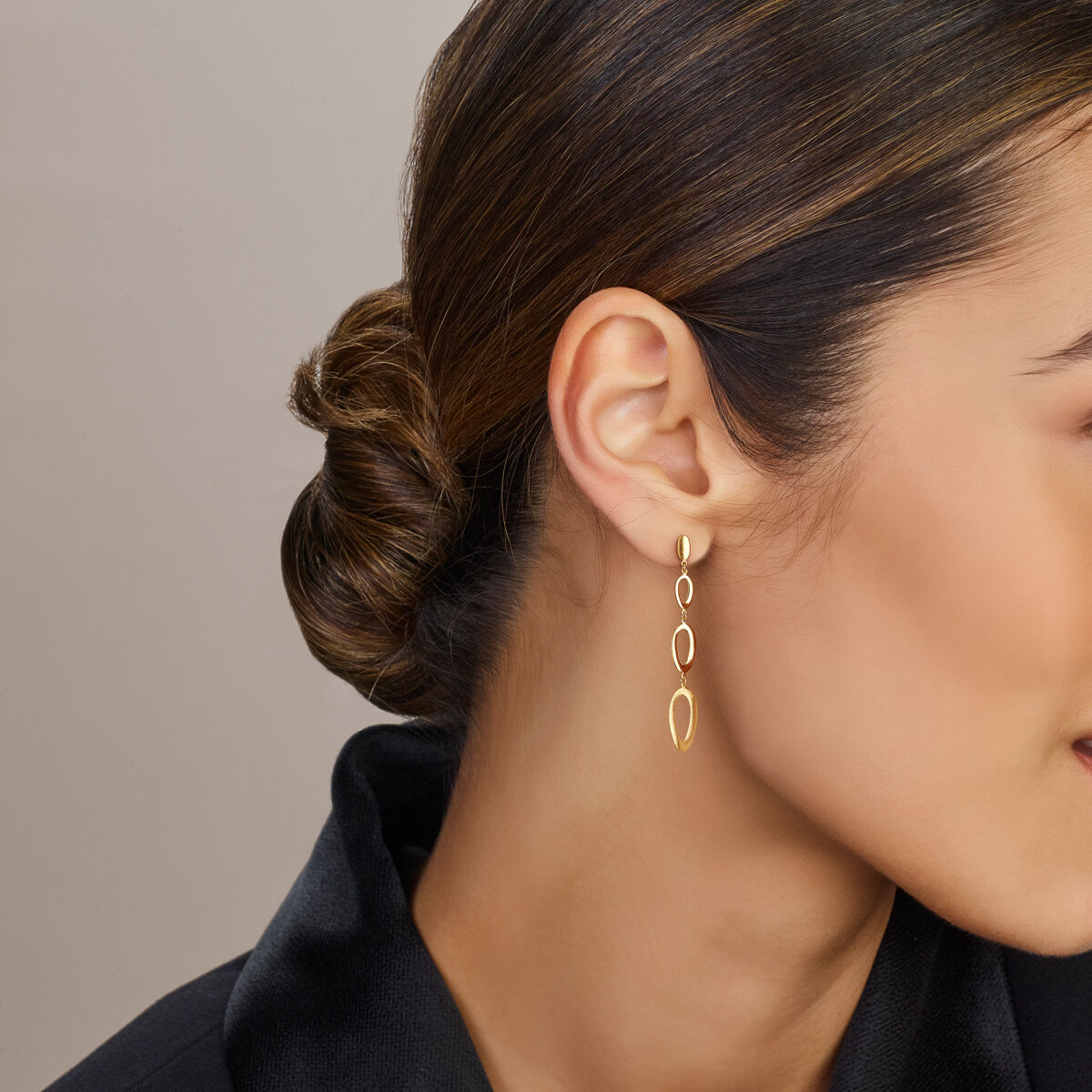 boucles d'oreilles poli/mat 14K or jaune
