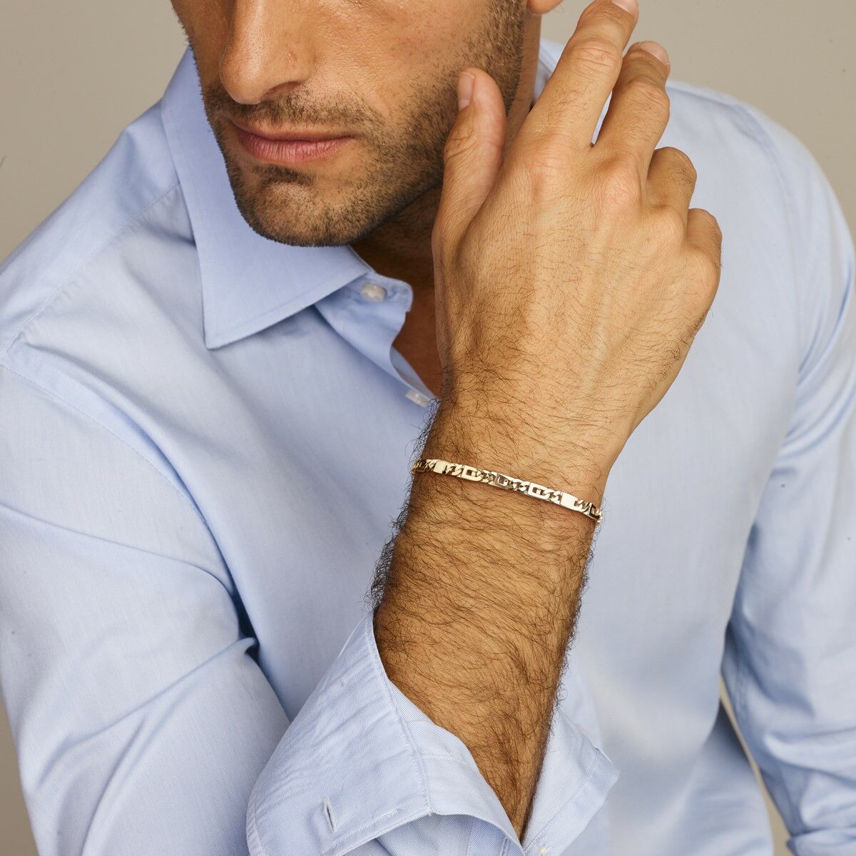 Bracelet en or pour homme œil de faucon 4,7 mm 14K