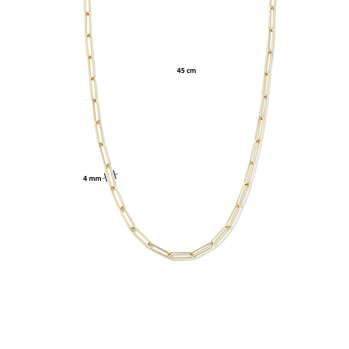 collier paperclip tube ronde 4,0 mm 45 cm avec grand fermoir à ressort 14K or jaune