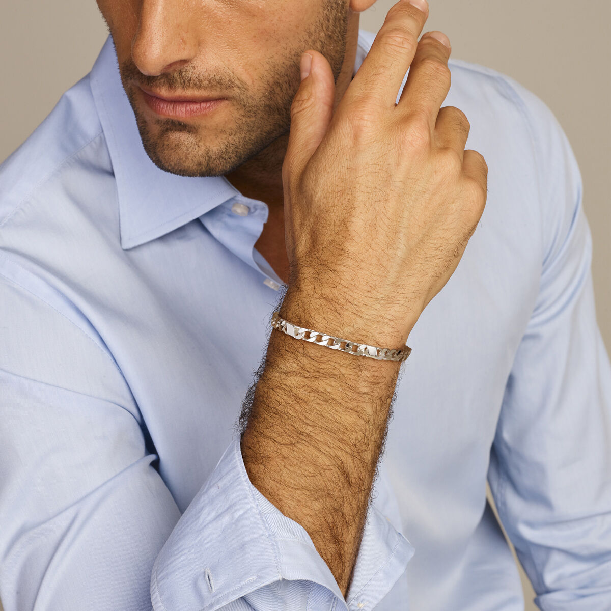 Bracelet en argent pour homme gourmette avec entretoise 5,8 mm