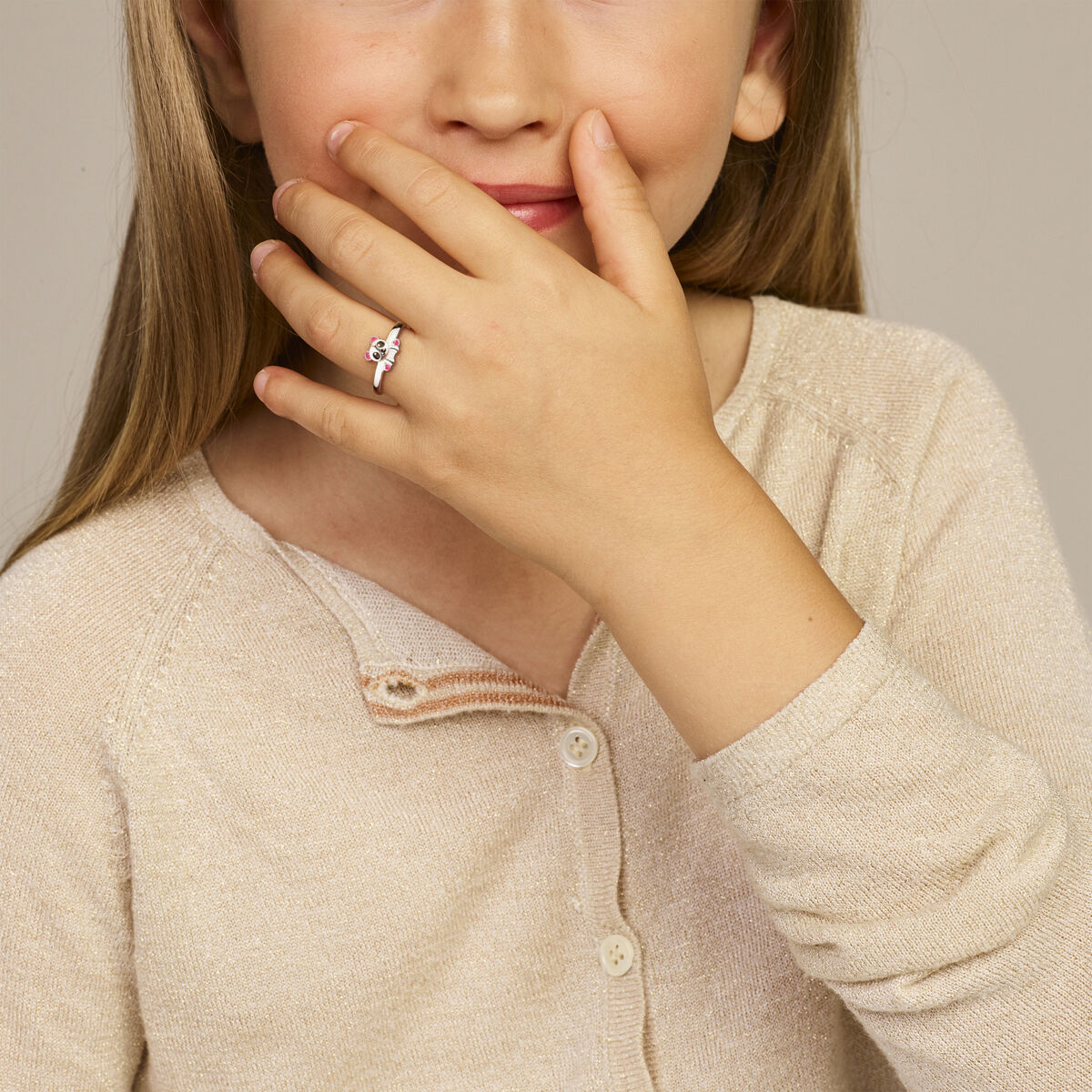 ring panda zilver gerhodineerd
