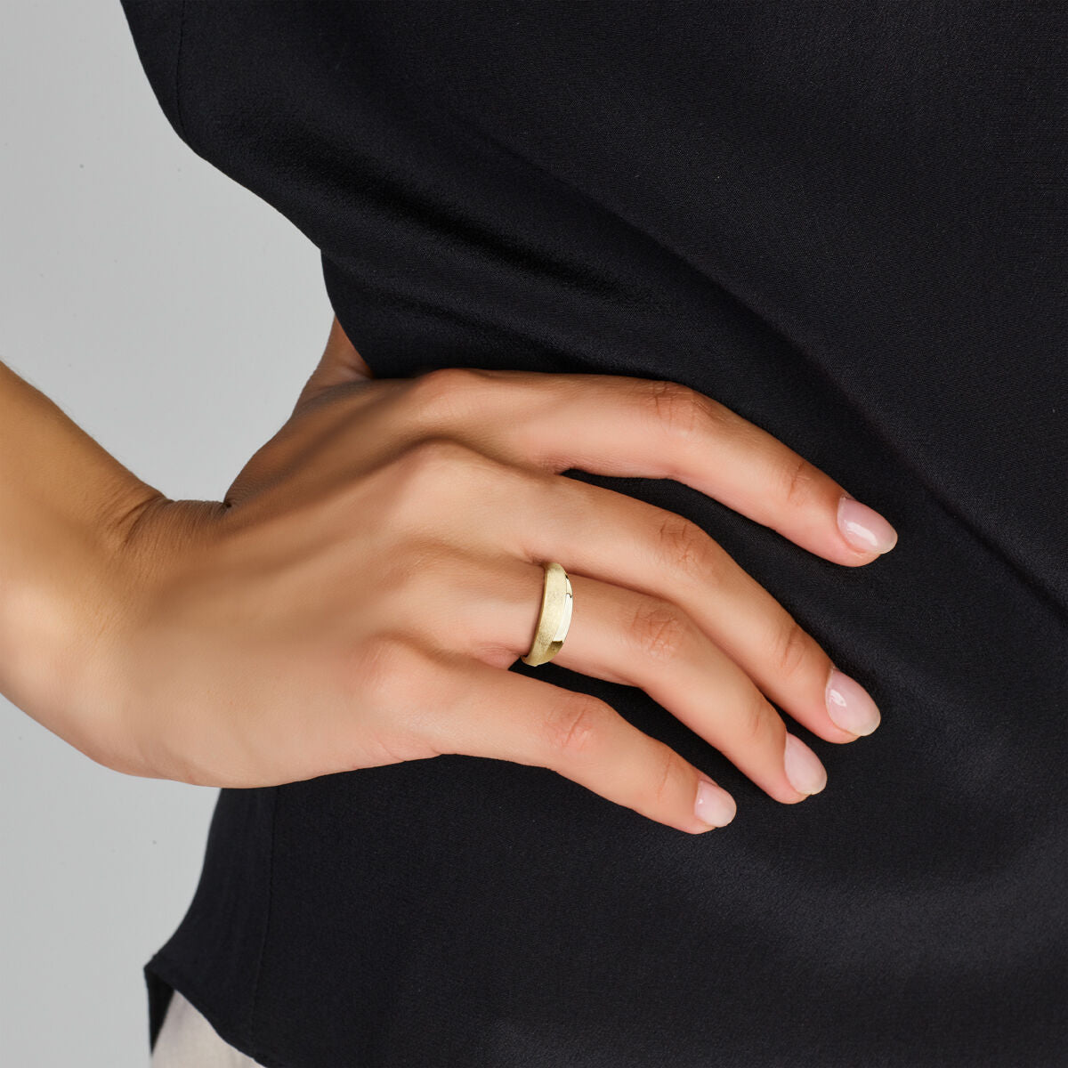 bague poli/mat or jaune 14K
