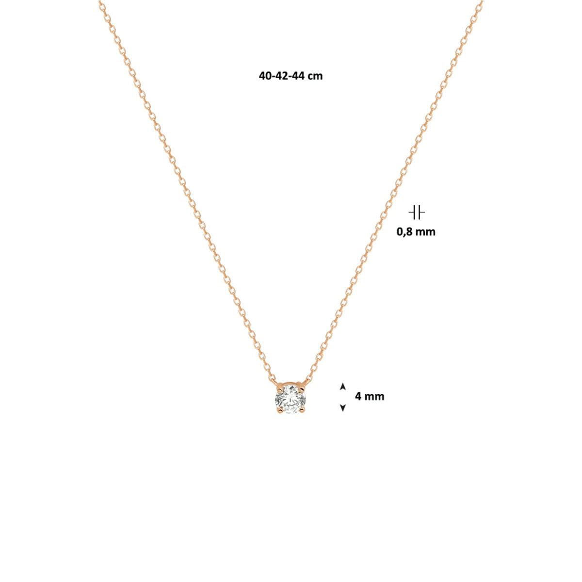 collier zircone 40 - 42 - 44 cm 14K or rose