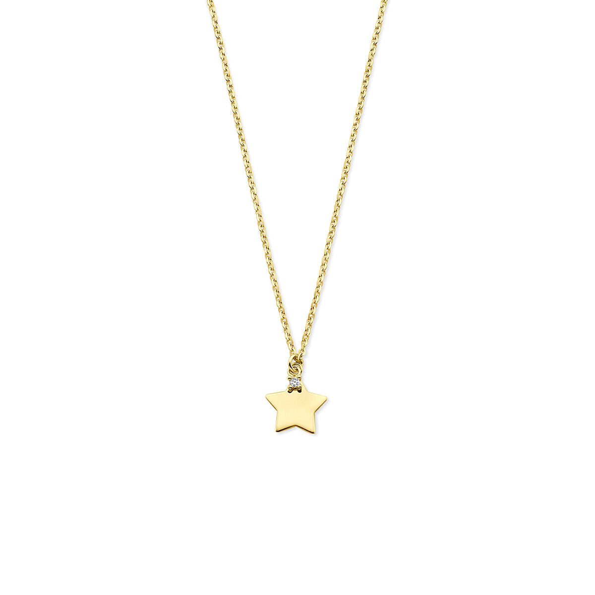 Collier en or jaune 14 carats avec une étoile et zirconium.