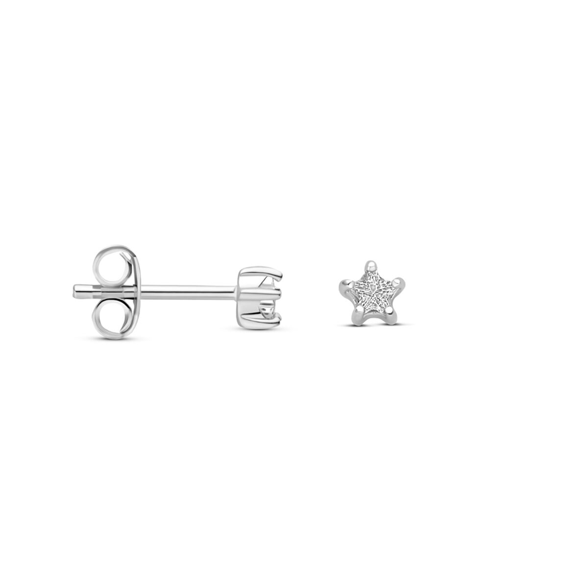 puces d'oreilles étoile zircone 3,5 mm argent rhodié