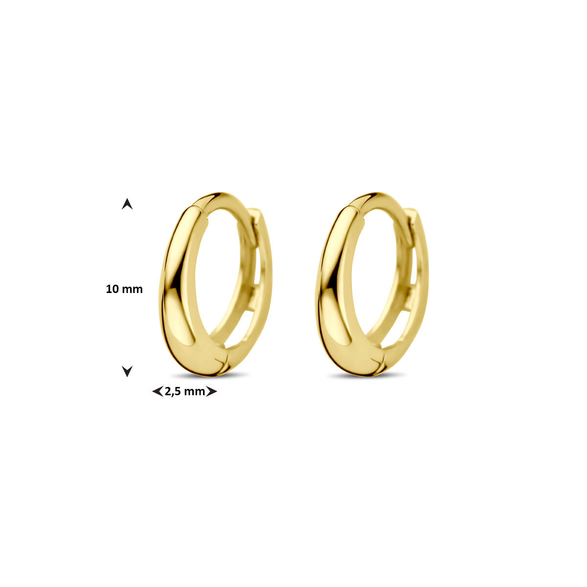 créoles 10 mm or jaune 14K