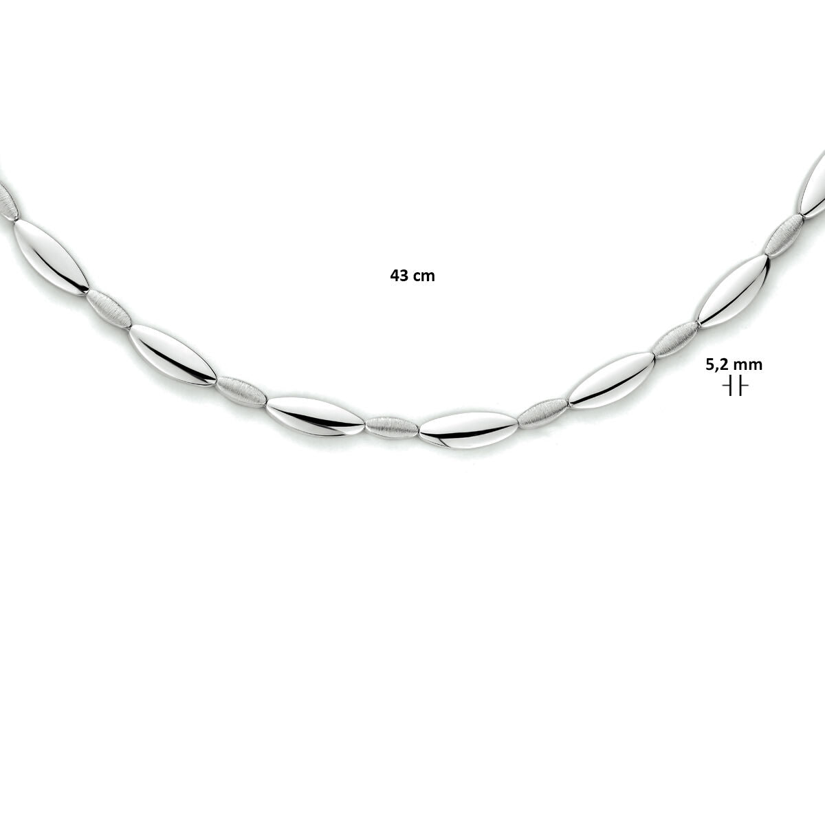collier 5,2 mm 43 cm poli/mat argent rhodié