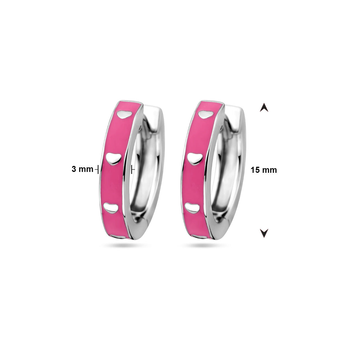 créoles en émail rose en argent rhodié