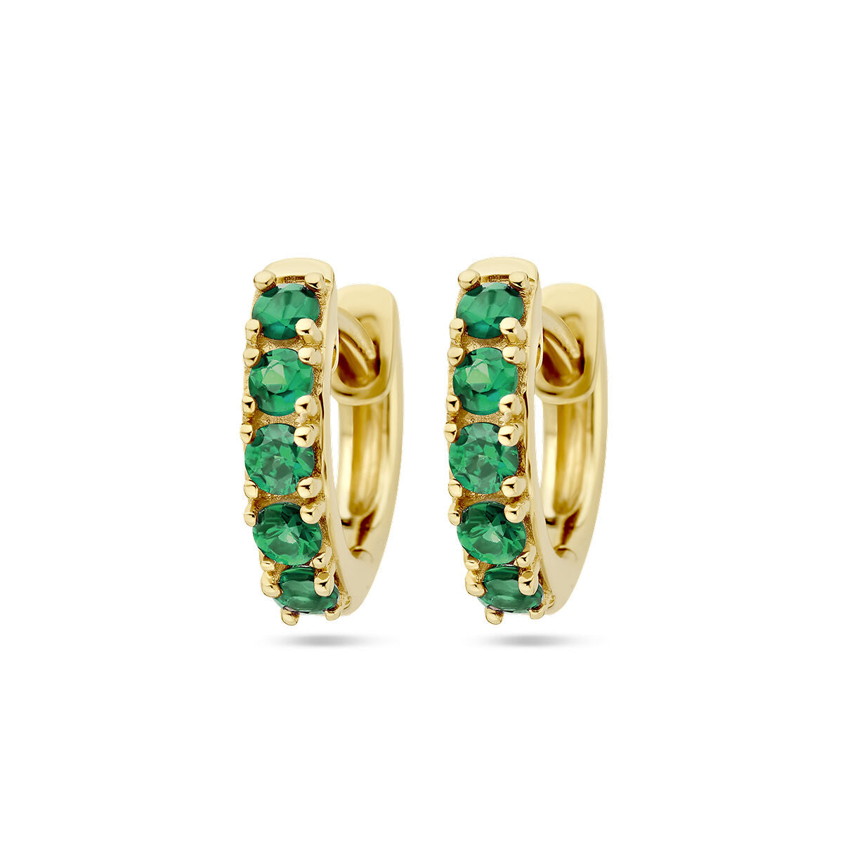 Boucles d'oreilles en or jaune 14K avec des émeraudes.