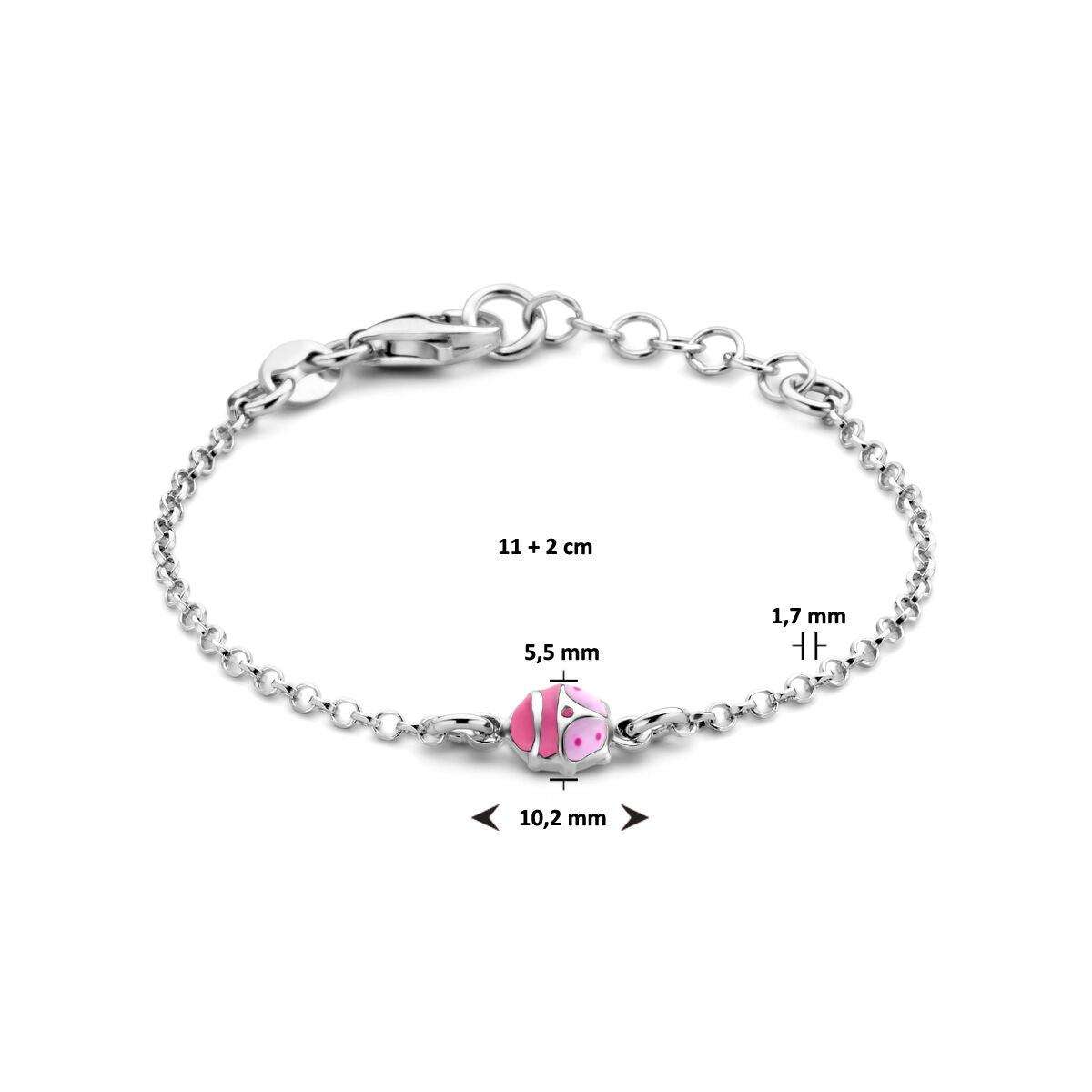 bracelet coccinelle 11 + 2 cm argent rhodié