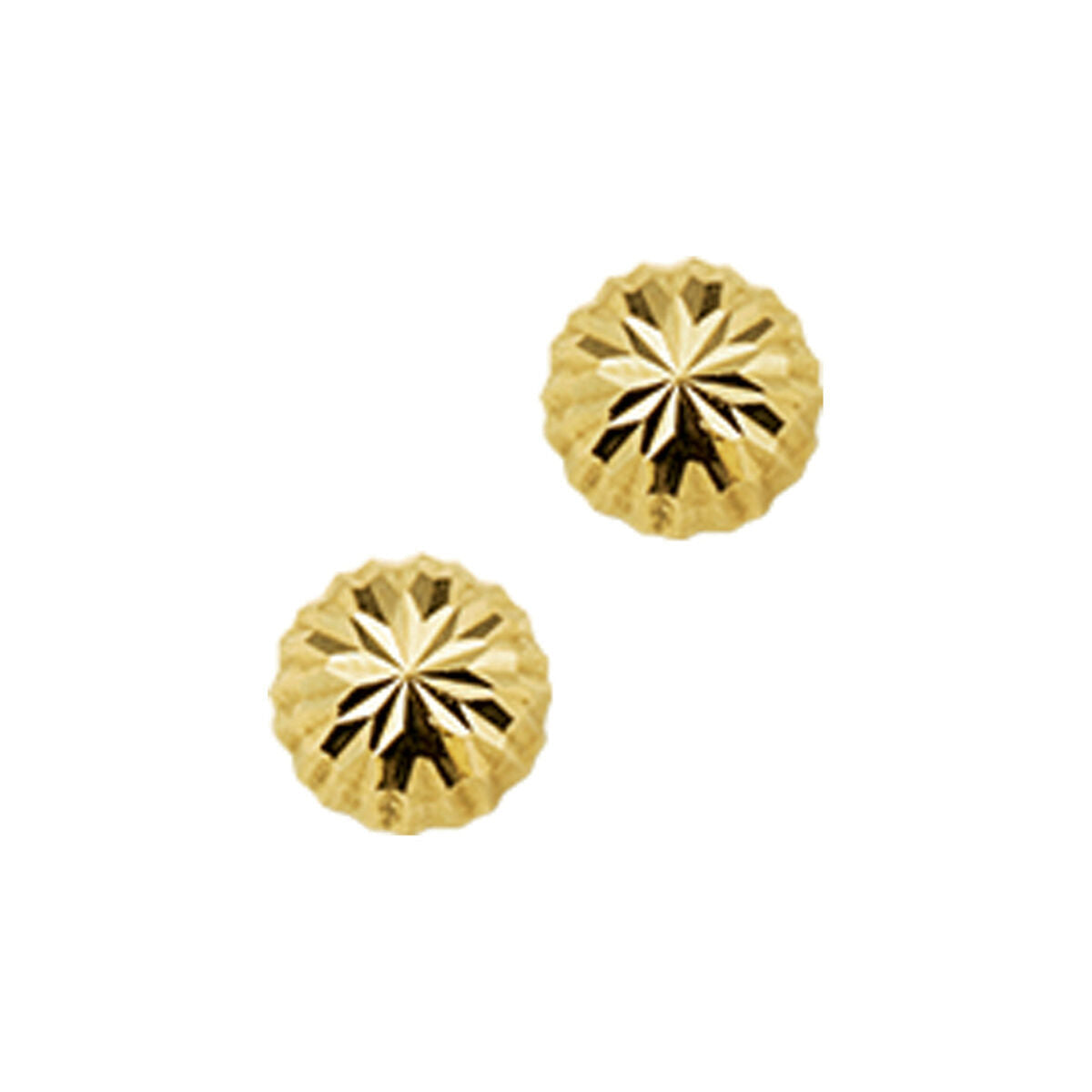 Boucles d'oreilles en or jaune 14K, avec une finition diamantée et une forme ronde.