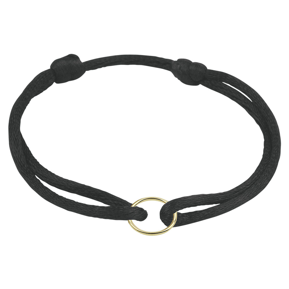 Bracelet en nylon noir avec un rond en or 14K.
